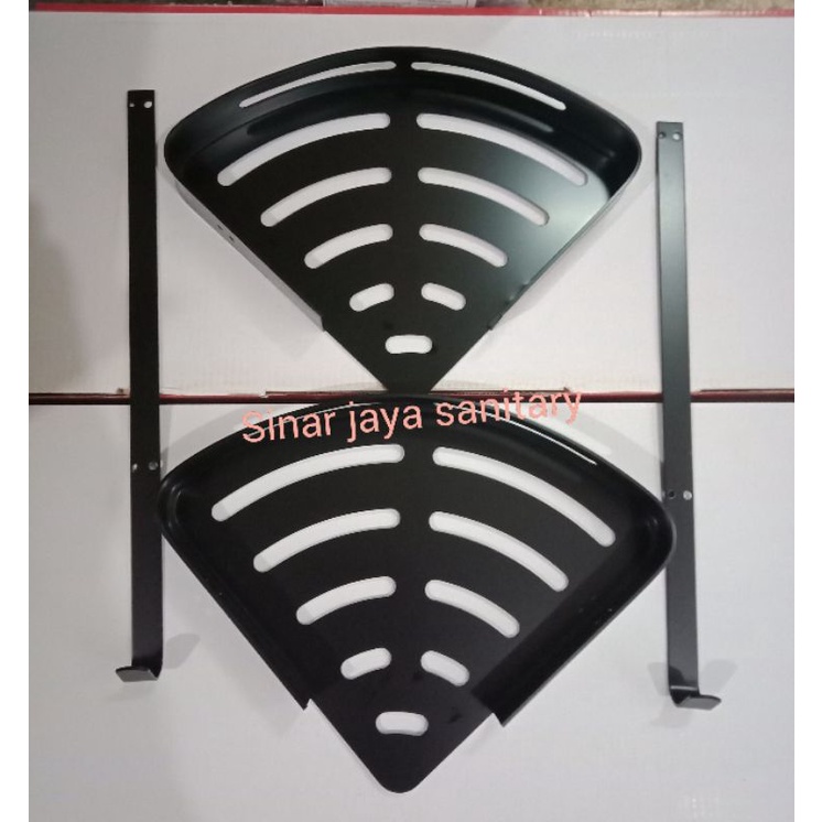 Rak sabun sudut hitam 2 susun / rak sabun sudut hitam aluminium / Tempat sabun hitam sudut