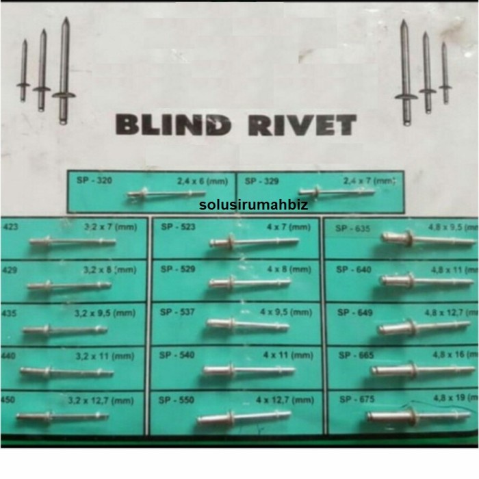 paku rivet blind rivet per 25biji rifet aluminium per 25 pcs 25pcs