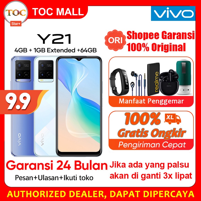 Vivo Y21 VIVO Y21A RAM 4GB +1GB ROM 64GB Garansi Resmi hp vivo y15s 3/32gb Original Handphone vivo murah HP vivo y21 terbaru hp vivo y20 2021 vivo y21s bisa cod bisa cicilan 0% bunga pinjaman Gratis ongkir 100% VIVO Y20 VIVO Y21T 6+2GB 128GB