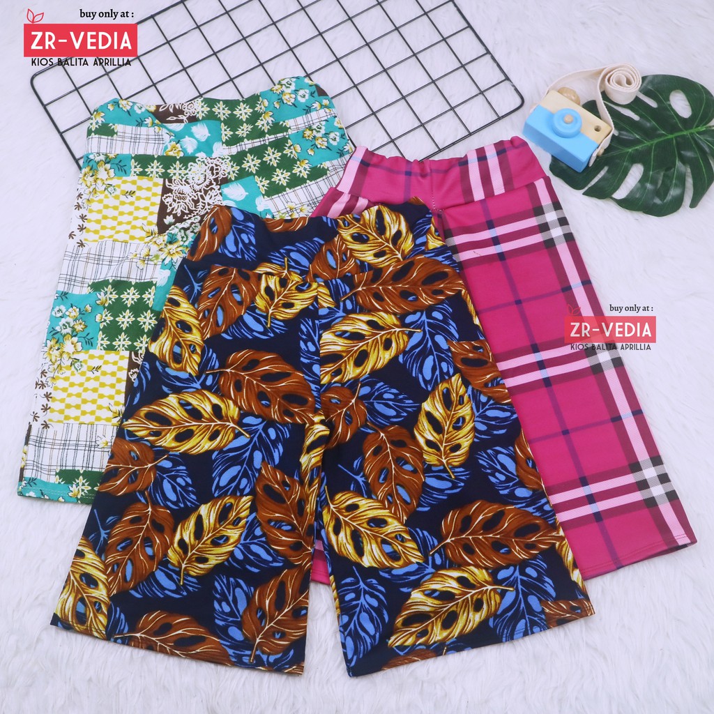 Kulot Motif Uk. 7-8 Tahun / Celana 3per4 Anak Perempuan Skirt Murah Celana Pendek Pants Adem Kulot