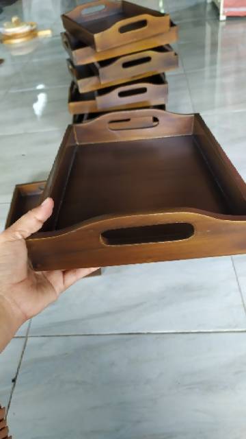 Baki Kayu / Nampan Kayu / Tray Kayu warna gelap 32 x 22