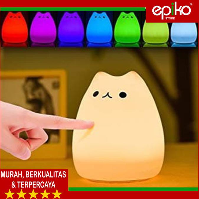 Lampu Tidur LED 7 Warna Model Kucing Lucu - KUCING KECIL