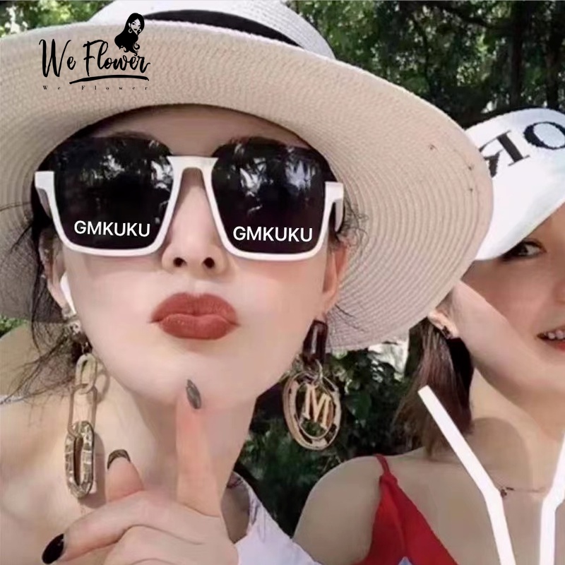 We Flower Kacamata Hitam Anti UV400 Bentuk Kotak Besar Semi Rimless Untuk Pria Dan Wanita