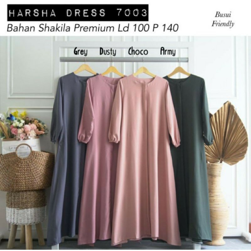 Harsha Dress Gamis Polos Bahan Shakila Premium Shopee Indonesia