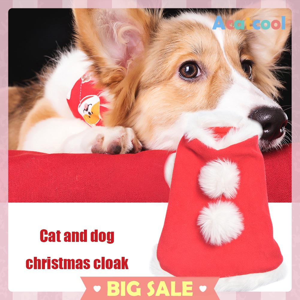 Christmas Cat Cloak Dogs Winter Warm Fleece Costume Clothing Accessories