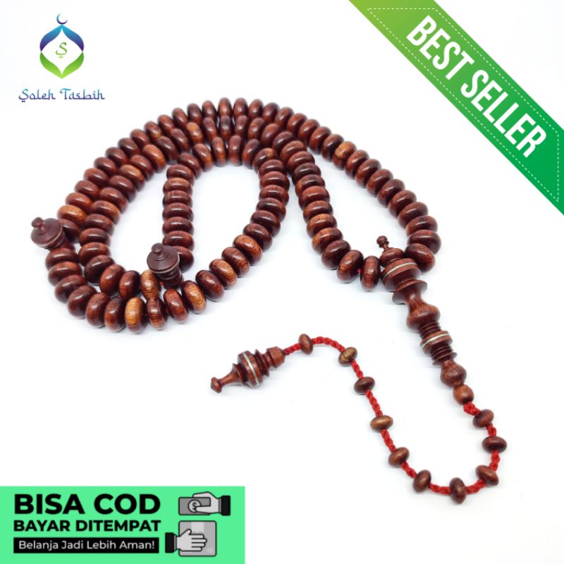 Tasbih Kayu Galih Nagasari Petir Ngurak Motif Pipih, Size 7mm x 12mm_COD