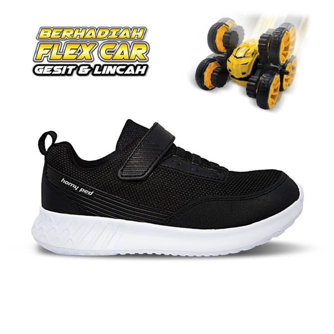 Homyped Lucio 02 Sepatu Sekolah Anak Hitam Putih