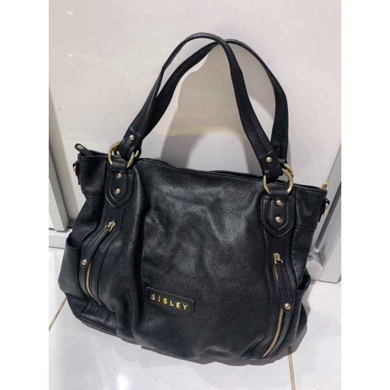 preloved tas sisley hitam tote kulit mantul