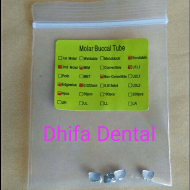Buccal tube/ Bucal tube Roth Edgwise M1 dan M2 (1st dan 2nd molar)