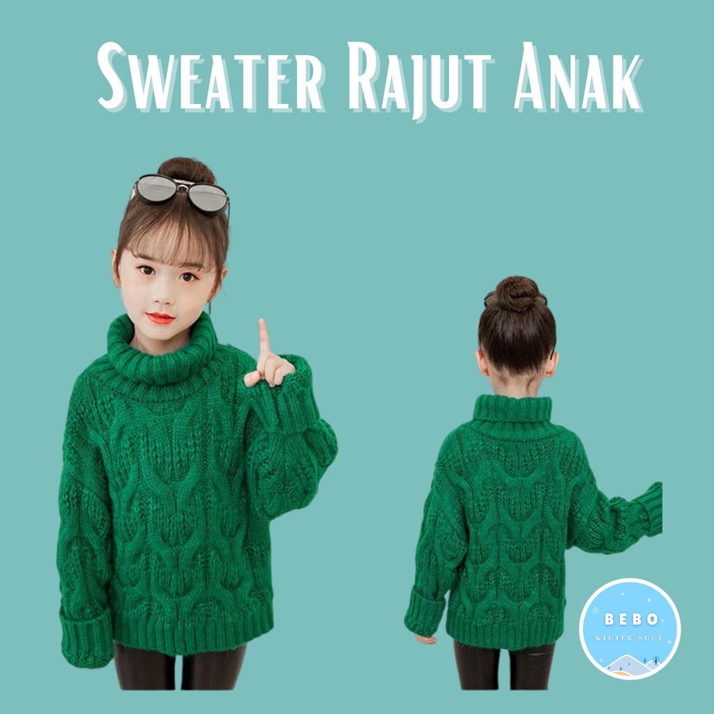 Cable Knit Sweater Turtleneck Rajut Anak Tebal