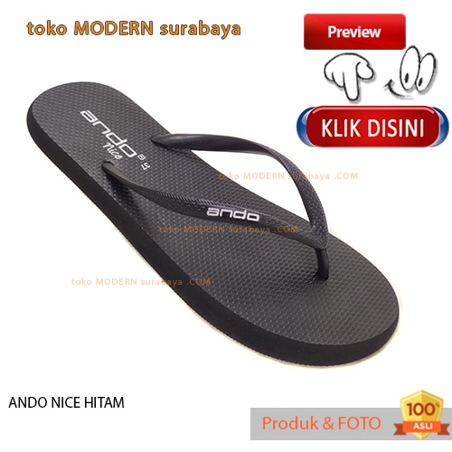 ANDO NICE HITAM sandal wanita jepit casual flip flop