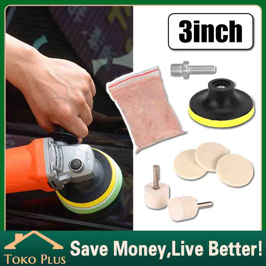 Alat Poles Body Set Mobil Motor 8 Pcs - TOOL Busa Poles Kaca / Wool Glass Felt + Cerium oxide bubuk 