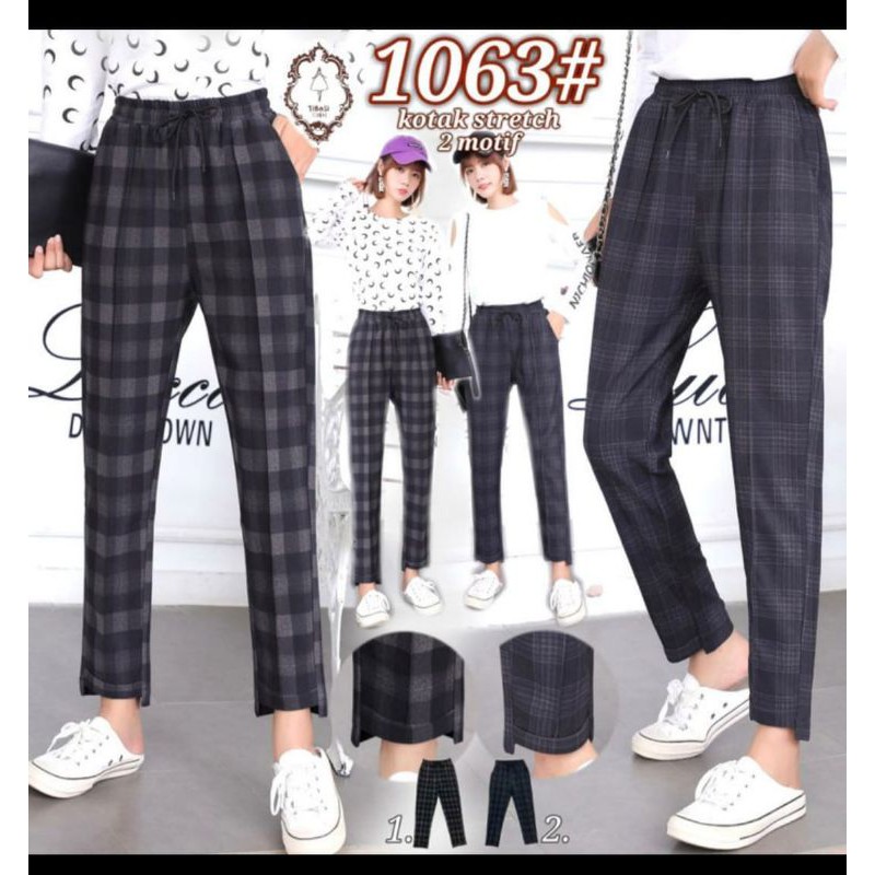 celana Tartan kotak  kotak  celana baggy pants kotak  celana 