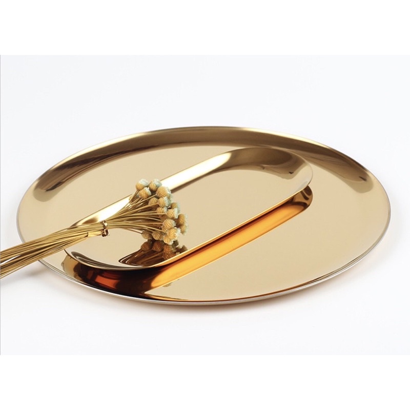 Round Gold tray /Piring Sultan Nampan Bulat Emas Silver Tray Accessories Tatakan Piring Metal /Tempat Gelas / Tempat Dessert