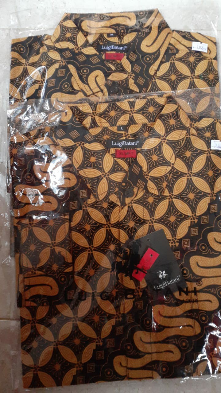 Set Batik Couple Ayah Dan Anak Motif Klasik Warna Kuning