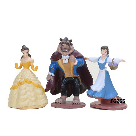FG255 Princess Beauty and The Beast Action Figure Set 3 pcs Pajangan Miniatur Hiasan Kue Cake Topper