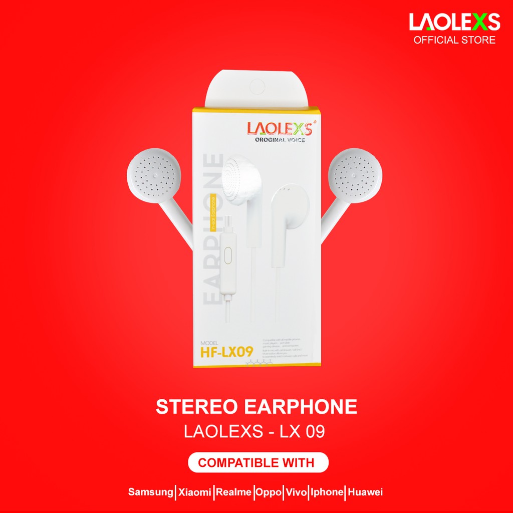 Earphone Headset HF-LX09 LAOLEXS - Stereo Android or iPhone - Panjang Kabel 120cm