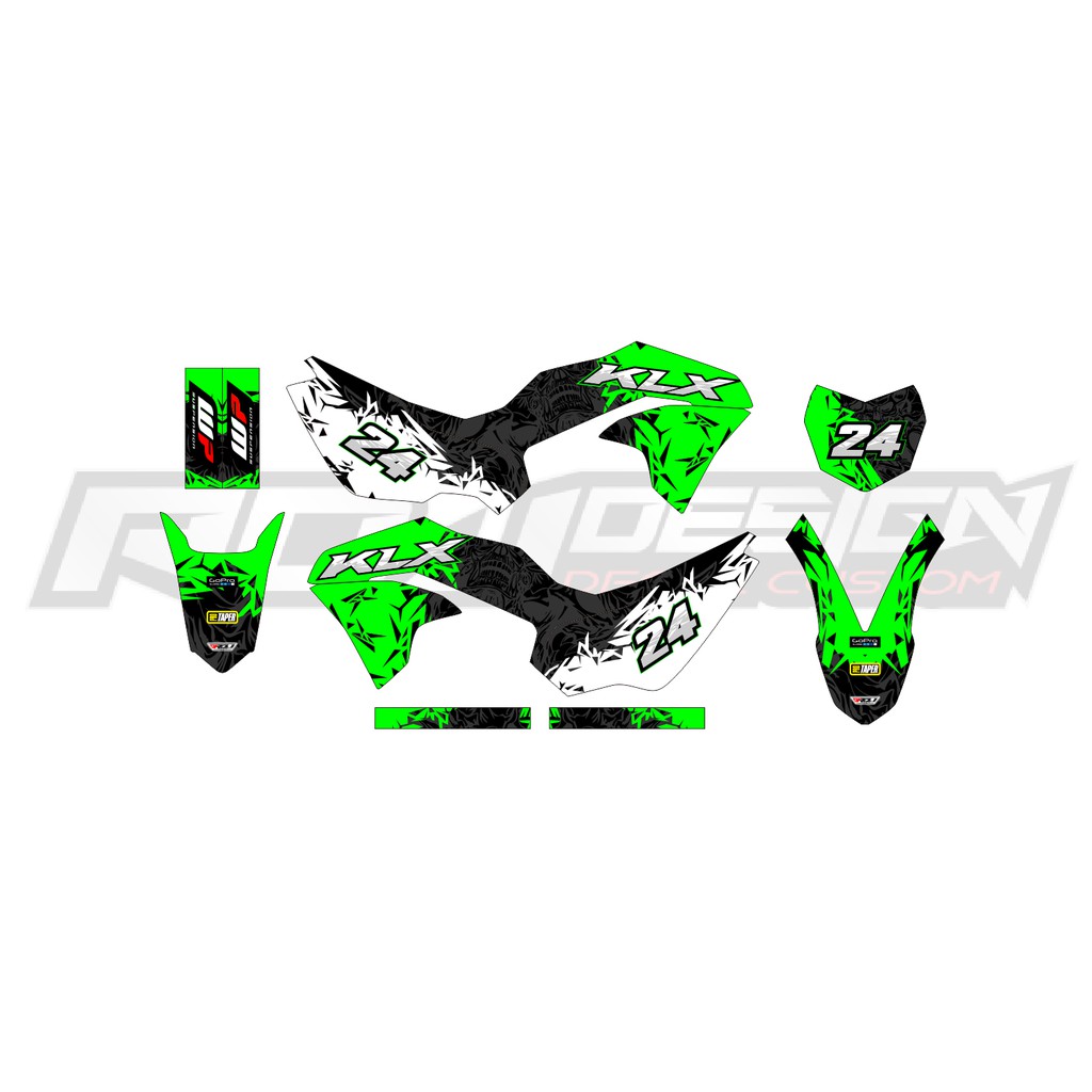 DECAL STICKER KLX 230 R (003) DEKAL STIKER HIJAU PUTIH