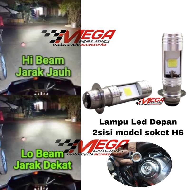 Lampu Utama Depan Led 2 Sisi Soket H6 / Lampu 2Led 2sisi Universal Motor Bebek Manual dan Matic