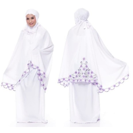 Mukena bordir pinggul raisa warna bahan katun mikromukena best seller