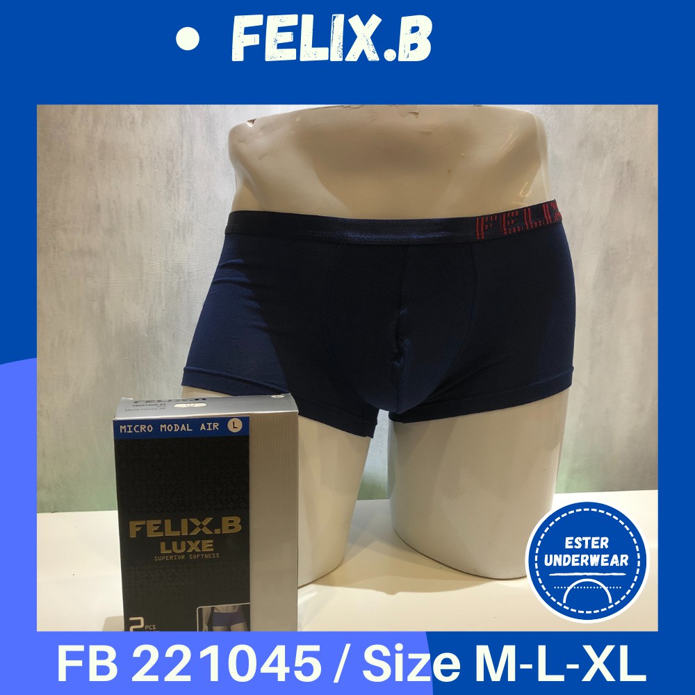 Celana Boxer Pria Felix B  FB 221045 Bahan Micro modal Air Isi-2 PCS