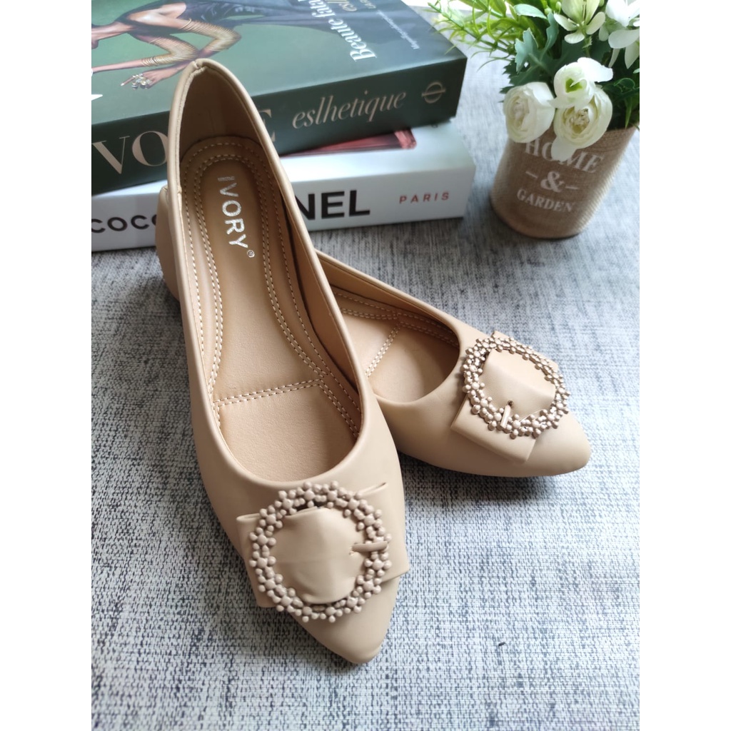 IVORY Sepatu Flat Wanita Import Termurah 888-A7 Hitam