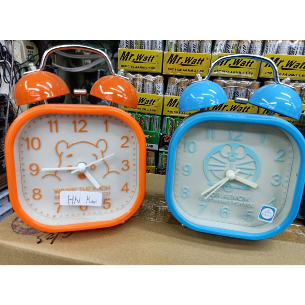 Jam alarm -jam beker kring kotak karakter anak Huari