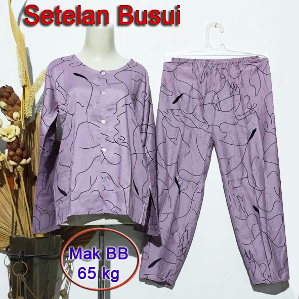 SETELAN KANCING TANGAN PANJANG BUSUI / PIYAMA / BABYDOLL / BAJU TIDUR (Pilih motif)