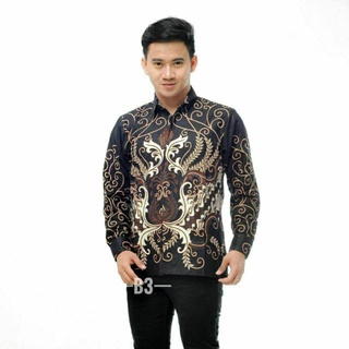 Batik Pria Lengan Panjang Premium BATIK AZMIL HRB026 motif KERATONAN Kode 002 size M L XL XXL