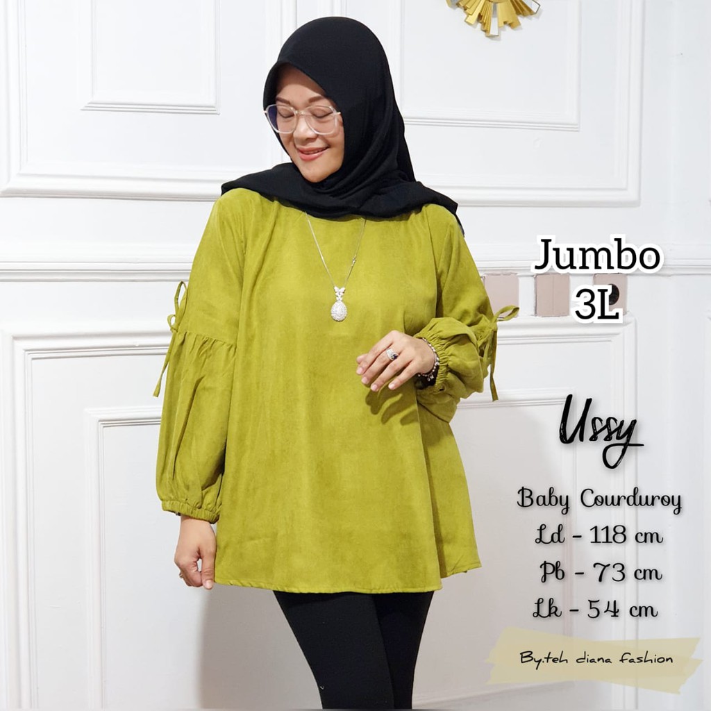 Atasan Wanita Jumbo 3L - Baju Atasan Wanita Terbaru - Blouse Wanita Jumbo 3L Ussy Korduroy Ld 118 Cm-2