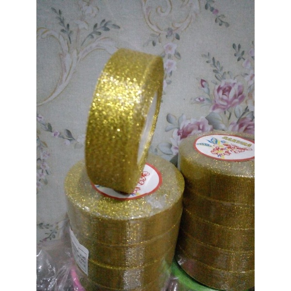 

Pita gold gliter dan silver gliter 3/4 inch Brand Sakura
