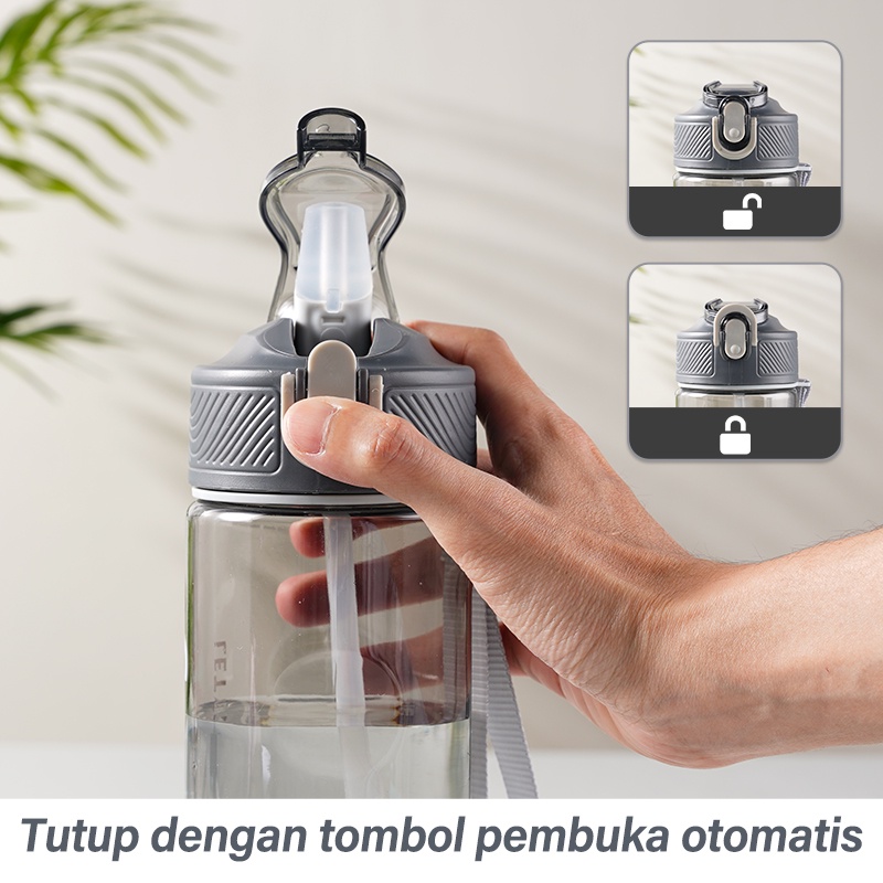 Letyeah &amp; Kaizenliving Botol air sedotan olahraga outdoor 800ml Pria dan wanita portabel /sport botol