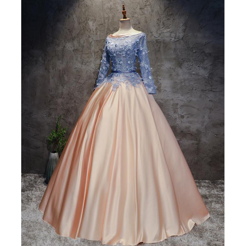 Gaun Pengantin 0701117 Ungu Emas Lengan Panjang Wedding Gown Wedding Dress