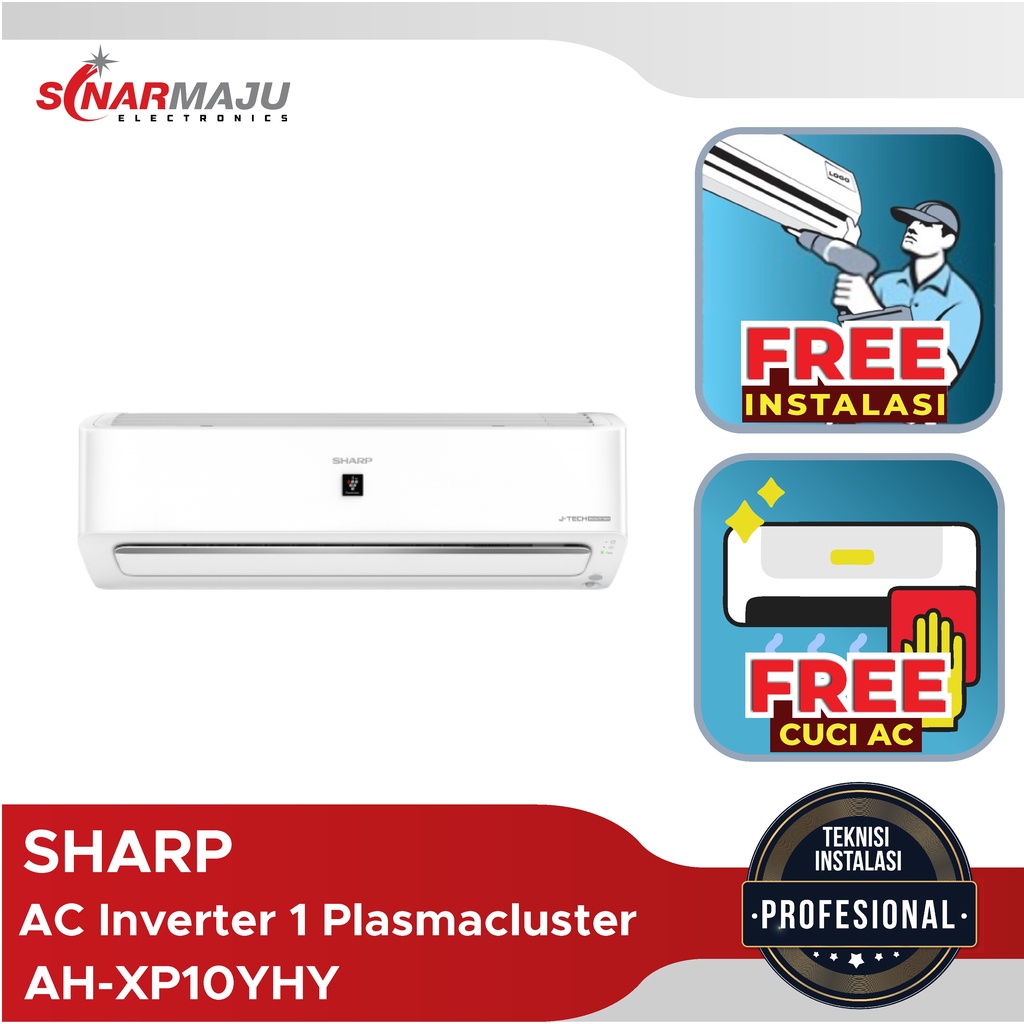 AC Inverter SHARP 1 PK Plasmacluster Smart AC AH-XP10YHY AHXP10YHY Free Instalasi + Cuci AC