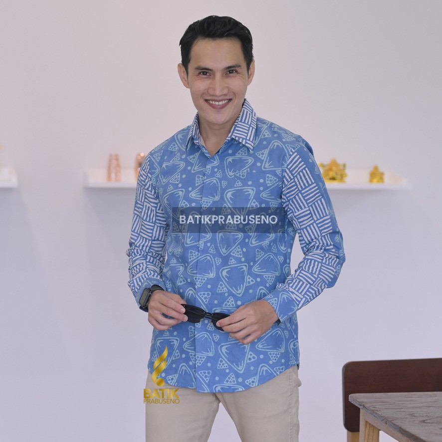 MOTIF EKAWIRA - BATIK CAP KEMEJA PRIA LENGAN PANJANG PENDEK PREMIUM KATUN PRINTING BAJU SERAGAM KANT