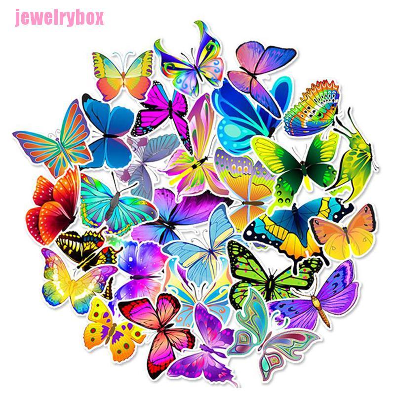 Jx 50pcs Stiker Butterfly Untuk Laptop Skateboard Gitar Kulkas