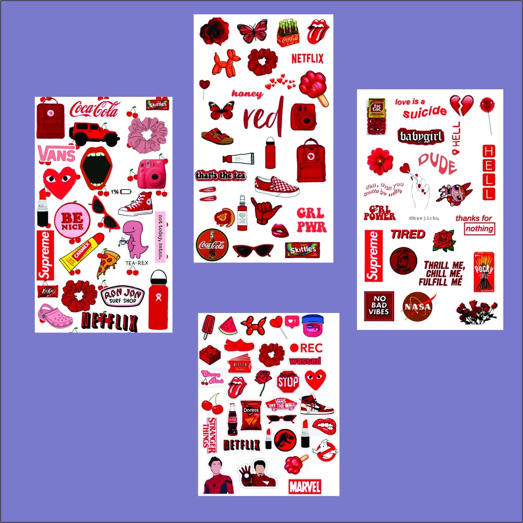 

[RED EDITION] sticker pack aesthetic journaling korean custom