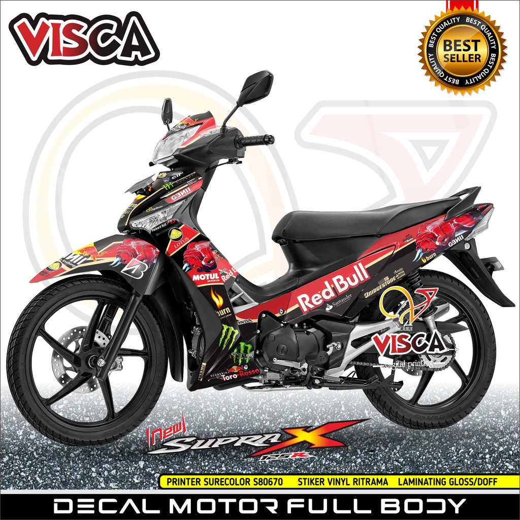 Decal Supra X 125R - Dekal Supra X 125R Redbull Lotus Team