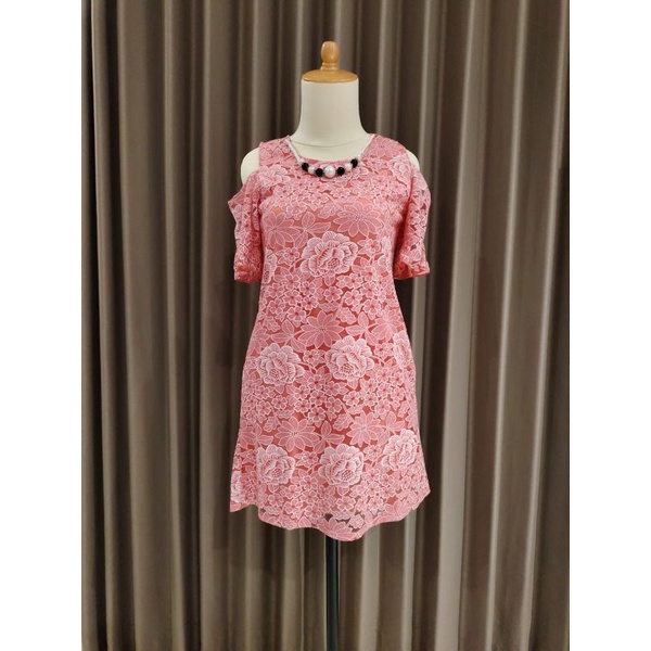 PRELOVED Mini dress sexy | Dress pesta brokat motif