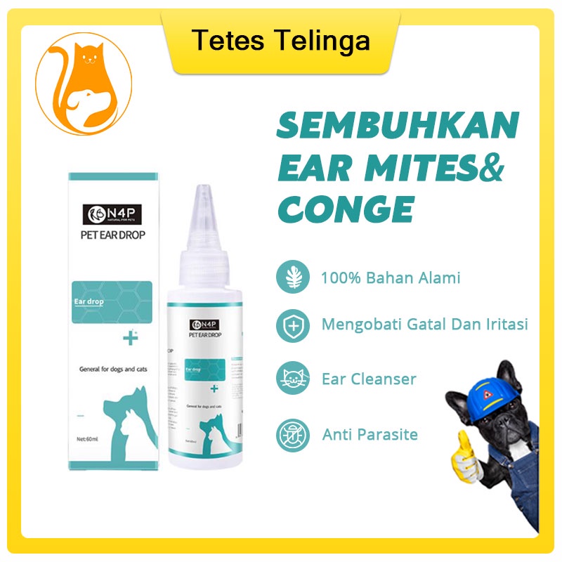 Hugopet Obat Tetes Telinga  Kucing Anjing Ear Mites Kutu dan Infeksi Telinga Hewan Pet Ear Cleaner Ear Drop 60ml