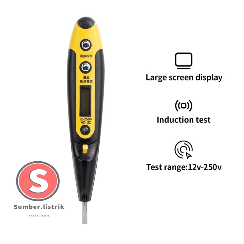 Digital Test Pen/Tespen Digital 12-250V AC/DC 14 cm /Alat Perkakas