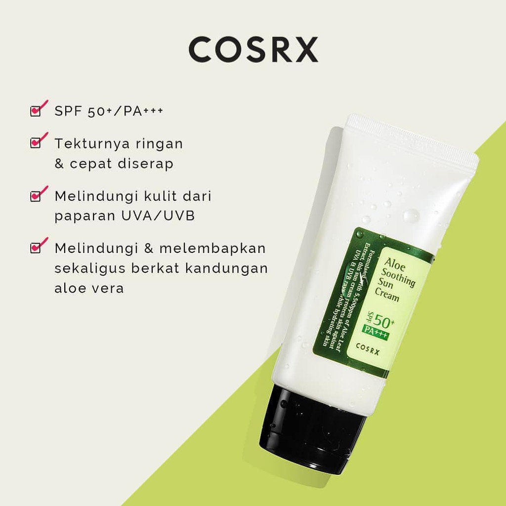 ORIGINAL COSRX Aloe Soothing Sun Cream READYSTOCK SPF50+ PA+++ 50ml sunblok