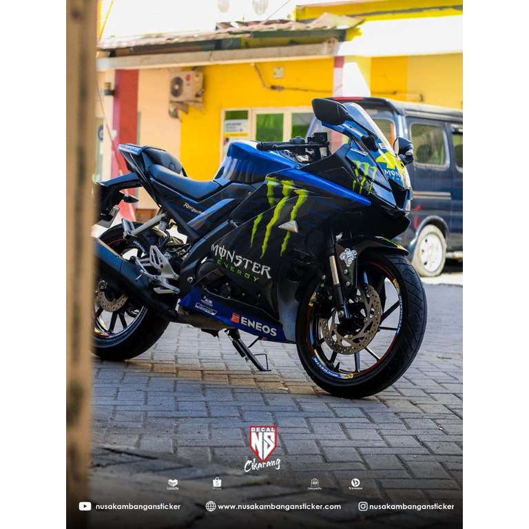 Decal R15v3 Monster Energy Motogp biru Hitam Glosy