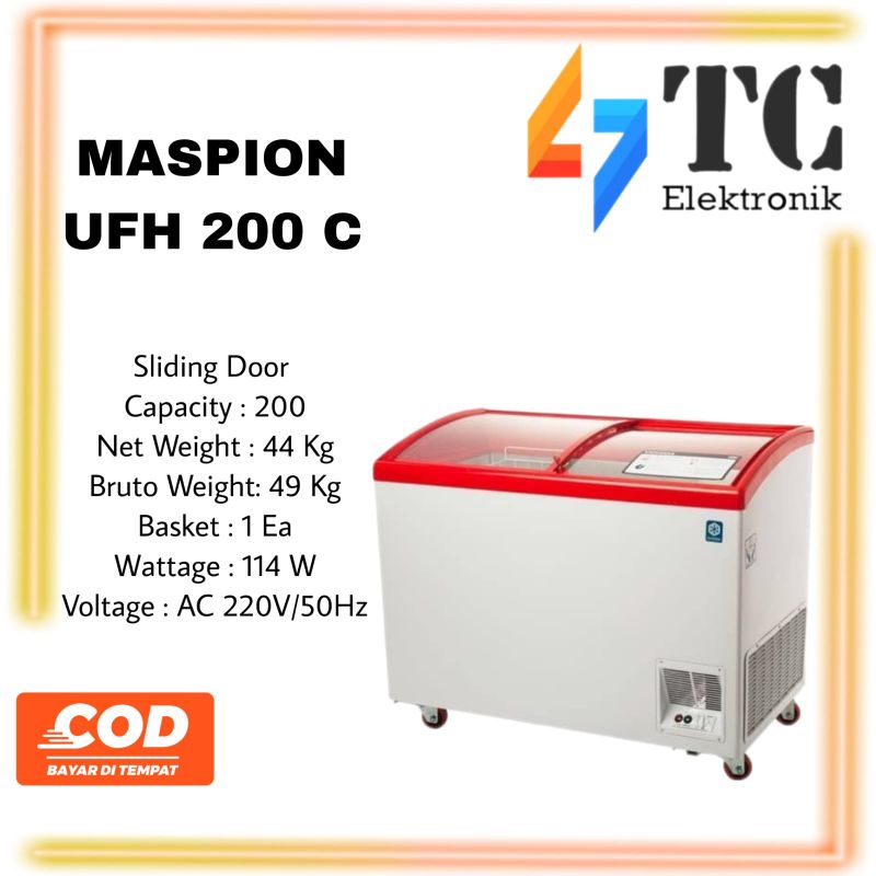 MASPION CHEST FREEZER UFH 200C - 200 LITER KACA