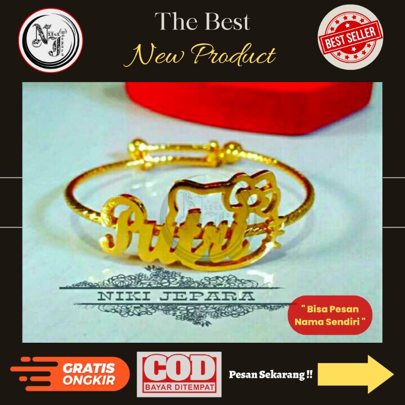 Gelang nama lapis emas ( gelang Anak motif HK )