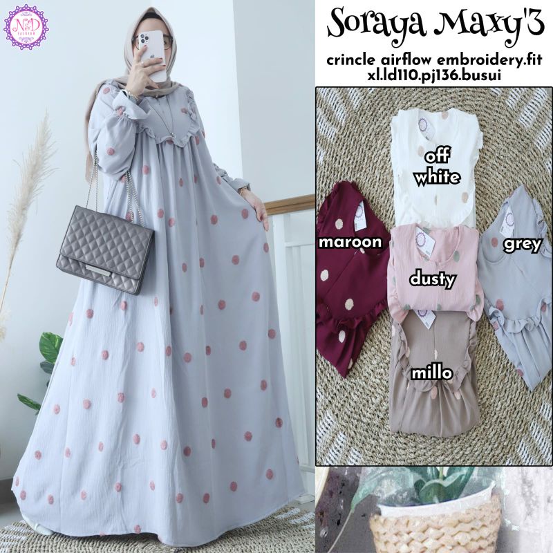 SORAYA MAXY GAMIS BUSUI BAHAN CRINCLE ORIGINAL PRODUK BY N&amp;D