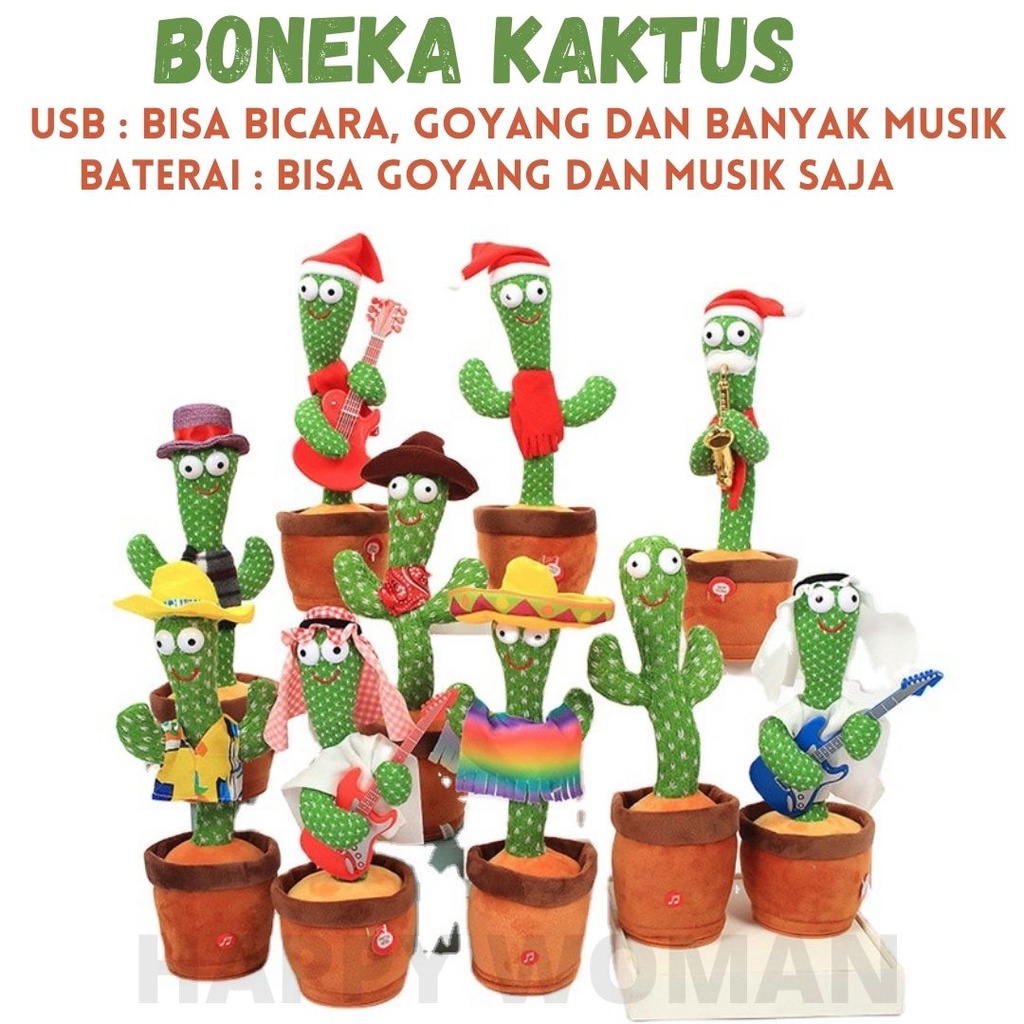 Cactus Toy Boneka Pintar Music Musik Natal Merry Christmas Hadiah Kado Natal Kaktus Joget Joged Kaktus Goyang Menari Dance Dancing