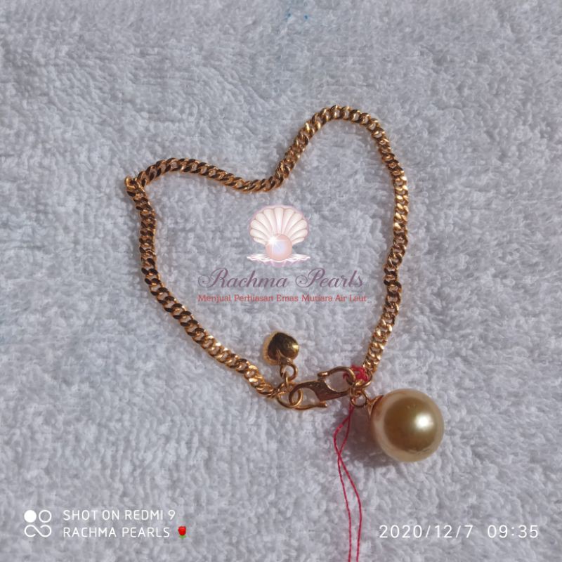 Gelang rantai emas 22 karat 916% mutiara air laut asli original lombok terbaru cantik simple elegant