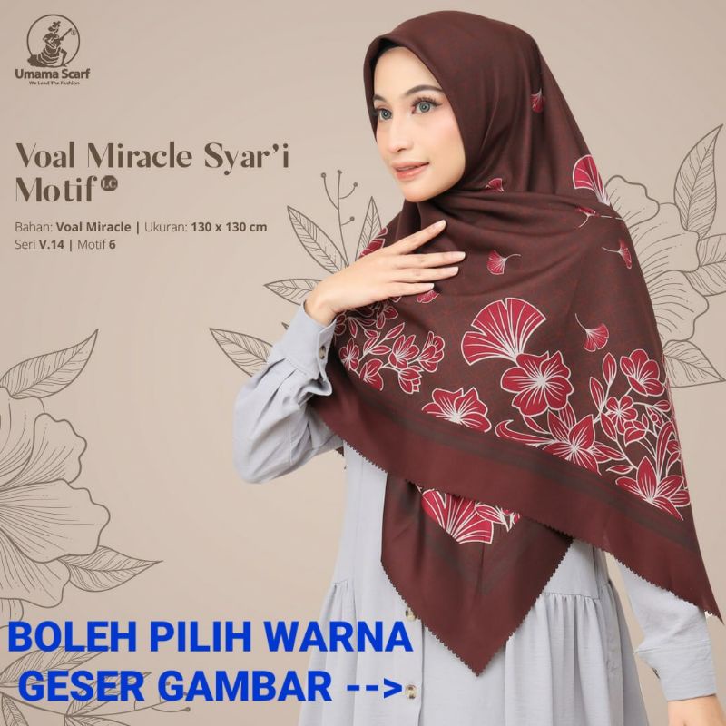 Hijab segi empat syari big size motif ukuran 130 x 130 cm - umama scarf - voal