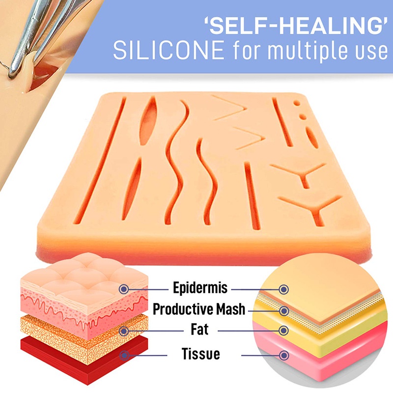 Suture Pad 3 Layer Model Kulit Silikon Pad Sutura Latih Jahit Luka Medis Suture Hecting Medical Kit Practice Skin